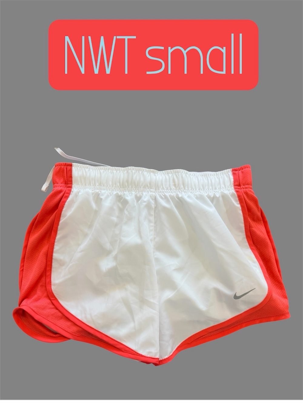 NWT Nike Tempo Dri-Fit Running Shorts - White/Orange - Women’s Size Small